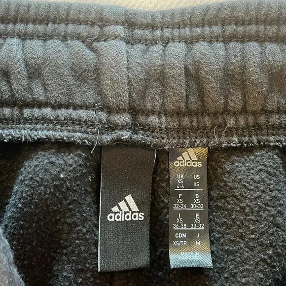 Adidas STACKED LOGO FLEECE PANTS joggers sweats sweatpants black XS EUC - Picture 5 of 6